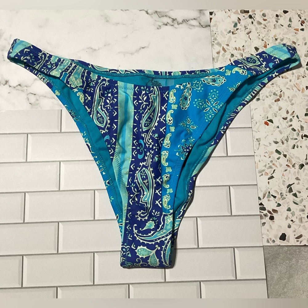 Lulus Blue Paisley Print Bikini Bottoms Size XL